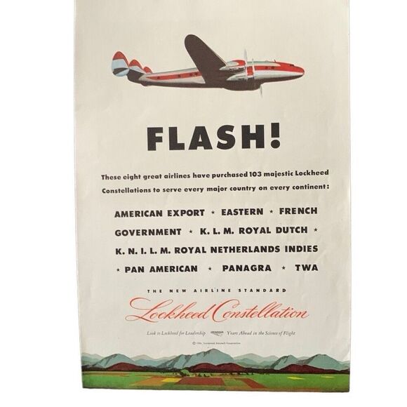 Vintage 1945 Lockheed Constellation Flash Ad Advertisement - Picture 1 of 4